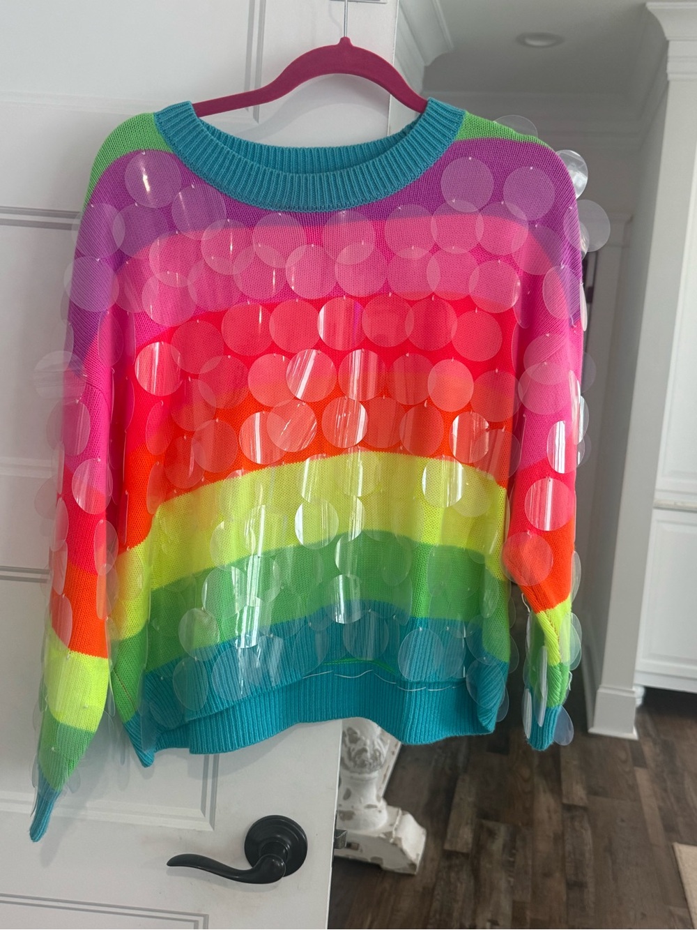 Vibrant Rainbow Stripe Crewneck Sweater - Multicolor
